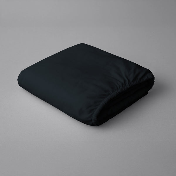 Pizuna black super king size fitted sheet 600 thread count pure combed cotton folded
