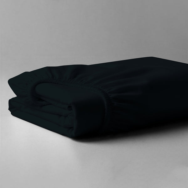 Folded Pizuna luxurious cotton Single size fitted sheet black 1000 thread count long staple cotton