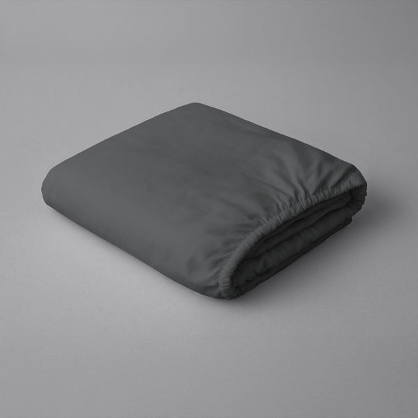 Pizuna dark grey small double size fitted sheet 600 thread count pure combed cotton folded