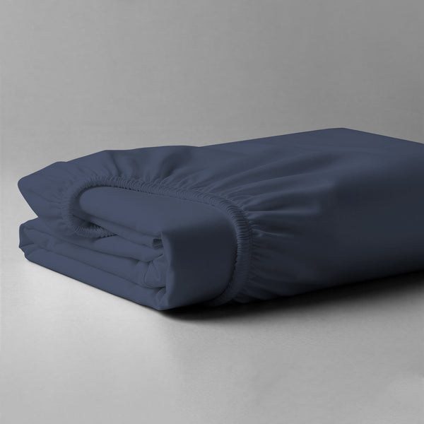 Pizuna luxury cotton emperor fitted sheet Dark Blue 800 thread count long staple cotton folded