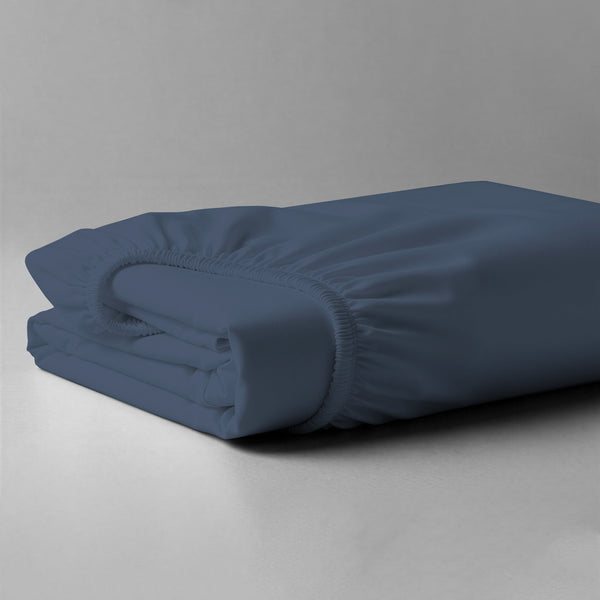 Folded Pizuna luxurious cotton King size fitted sheet dark blue 1000 thread count long staple cotton