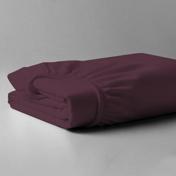 Folded Pizuna luxurious cotton Single size fitted sheet dark purple 1000 thread count long staple cotton