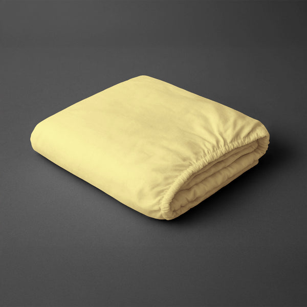 Pizuna mellow yellow super king size fitted sheet 600 thread count pure combed cotton folded