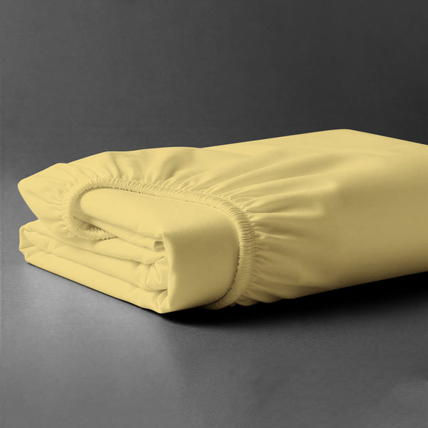 Pizuna luxury cotton eu single fitted sheet Mellow yellow 800 thread count long staple cotton folded