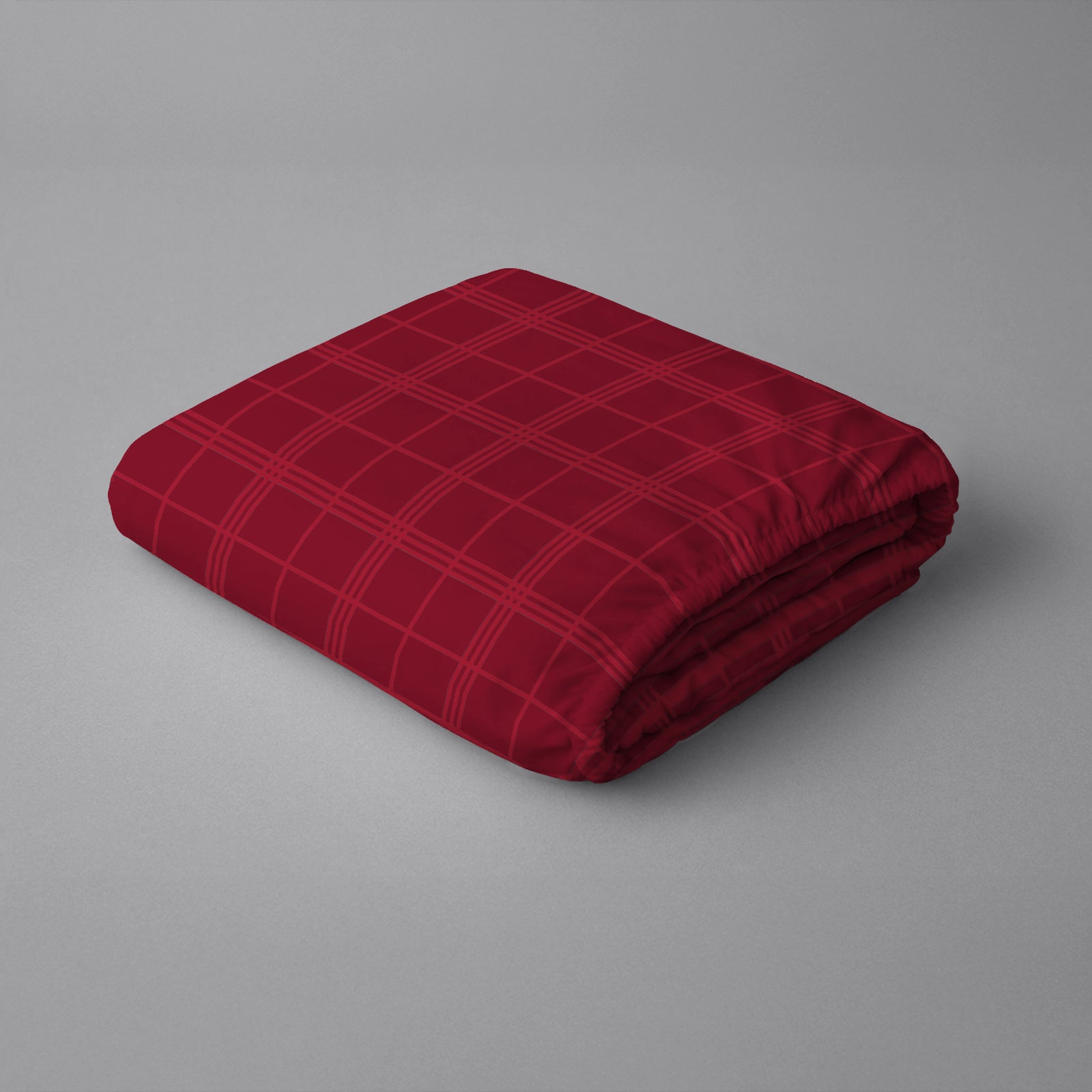 Pizuna folded 300 thread count 100 percent cotton deep fitted sheet checks pattern Red super king