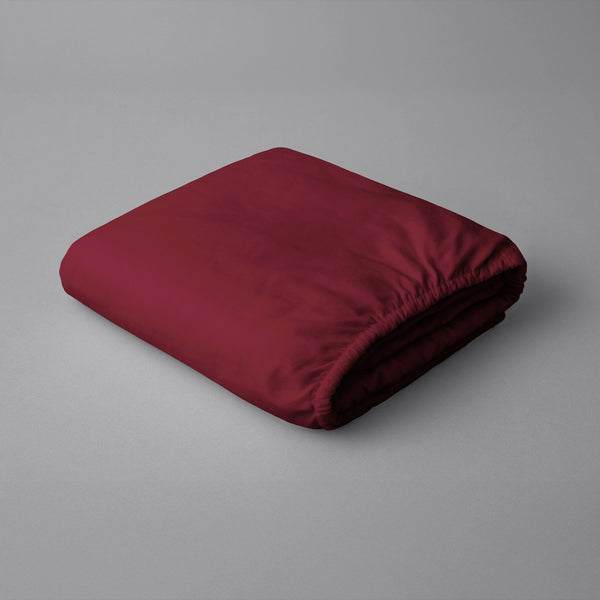 Pizuna rio red small double size fitted sheet 600 thread count pure combed cotton folded