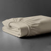 Pizuna luxury cotton single fitted sheet Simply Taupe 800 thread count long staple cotton folded