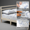 EU Single fitted cotton bedsheet Carrara Marble Blue 400 thread count with 40 cm deep pockets and SmartSide tag