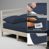 Eu single size fitted cotton bedsheet dark blue 400 thread count with 40 cm deep pockets and SmartSide tag