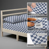Small single size fitted cotton bedsheet smart checks navy 400 thread count with 40 cm deep pockets and SmartSide tag