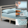 Cotton percale single size baby blue fitted sheet with 40 cm deep pocket 360 all around elastic and SmartSide tag