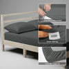Cotton percale double size dark grey fitted sheet with 40 cm deep pocket 360 all around elastic and SmartSide tag