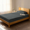 Bedroom with Dark Grey EU single percale cotton fitted sheet lightweight and cool