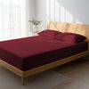 Bedroom with rio red double size fitted sheet luxurious look