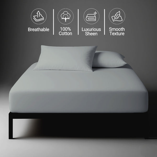 Grey eu single fitted sheet 800 thread count luxurious thick smooth sateen weave