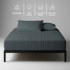 Breathable Anthracite grey striped fitted sheet super king 300 thread count with smooth and soft