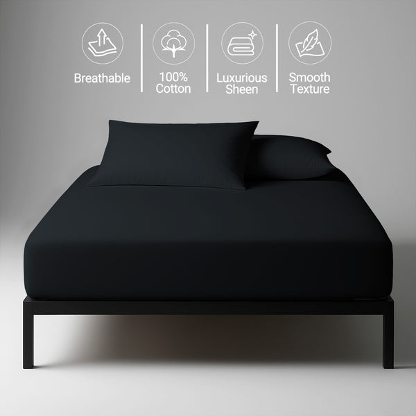 Small double black 400 thread count fitted sheet mercerized combed cotton smooth and lightweight