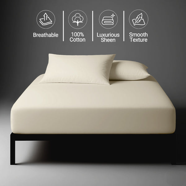 Ivory eu single fitted sheet 800 thread count luxurious thick smooth sateen weave