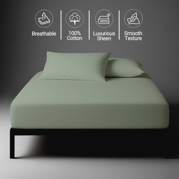 Single sea foam 400 thread count fitted sheet mercerized combed cotton smooth and lightweight