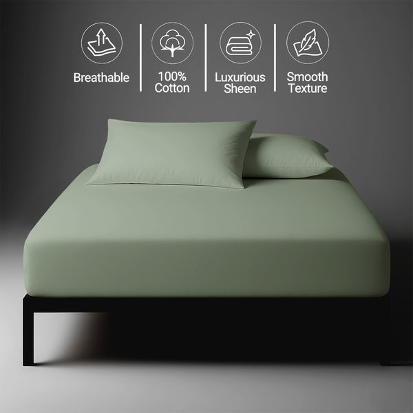 Super king Sea Foam 400 thread count fitted sheet mercerized combed cotton smooth and lightweight
