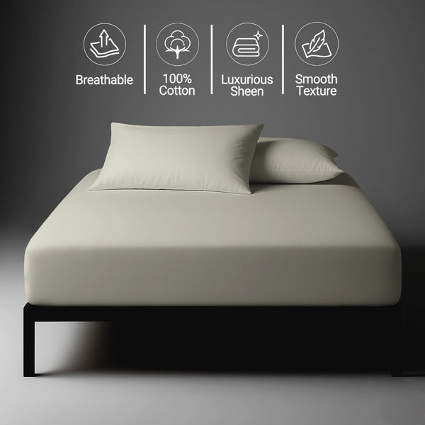 Bedroom bed dressed in Silver eu single 800 thread count luxurious thick fitted sheet