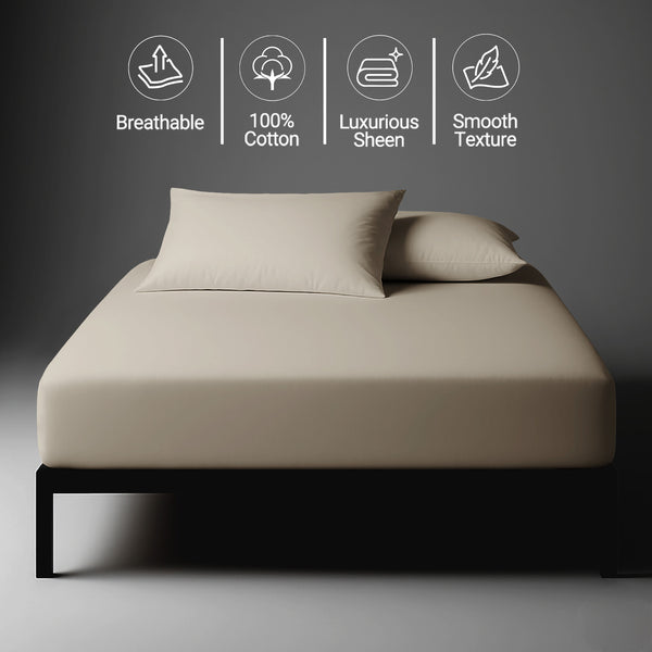 Simply Taupe emperor fitted sheet 800 thread count luxurious thick smooth sateen weave