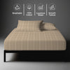 Breathable Taupe big checks fitted sheet double 300 thread count with smooth and soft