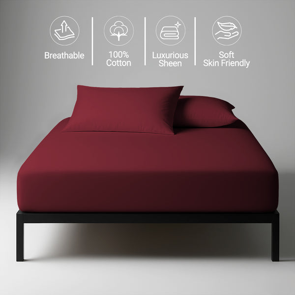 Rio red king size deep fitted sheet 600 thread count mercerized combed cotton smooth soft luxurious sheen