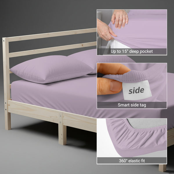 Premium 400 Thread Count 100% Cotton Fitted Sheet - USA QUEEN