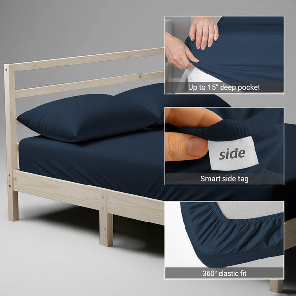 Premium 400 Thread Count 100% Cotton Fitted Sheet - USA QUEEN