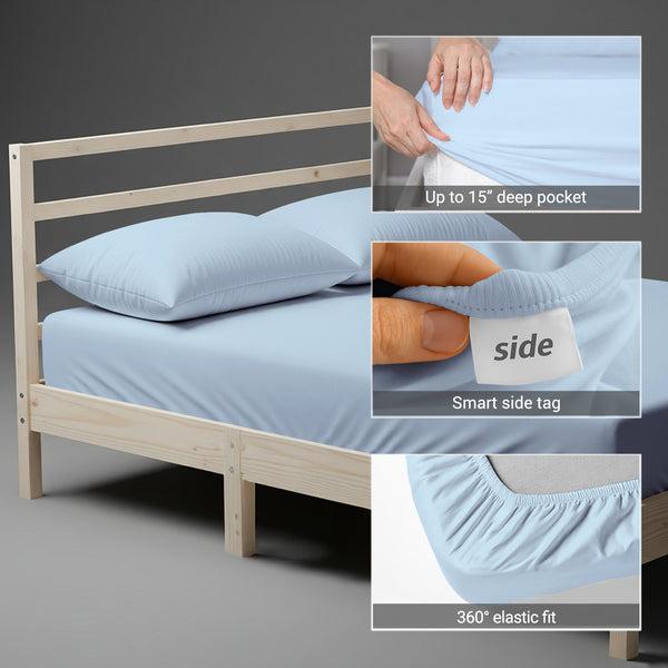 Premium 400 Thread Count 100% Cotton Fitted Sheet - USA QUEEN