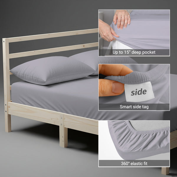 Premium 400 Thread Count 100% Cotton Fitted Sheet - USA QUEEN