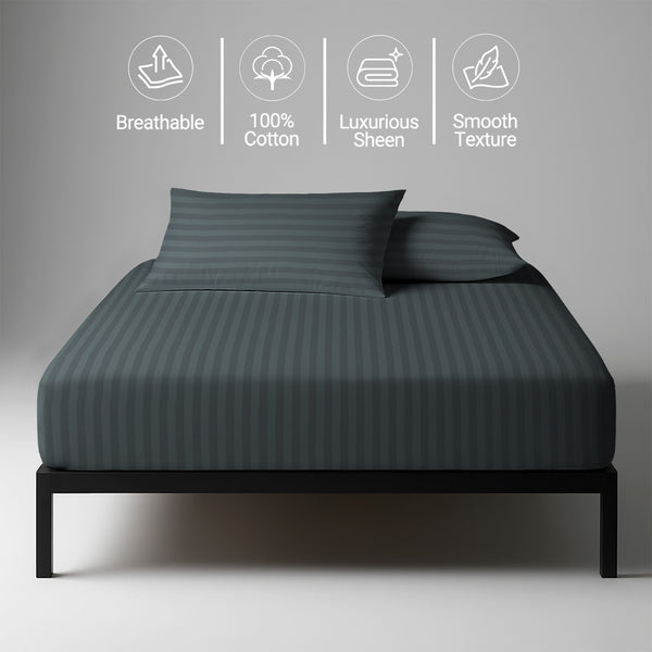 Premium 300 Thread Count 100% Cotton Fitted Sheet - USA QUEEN