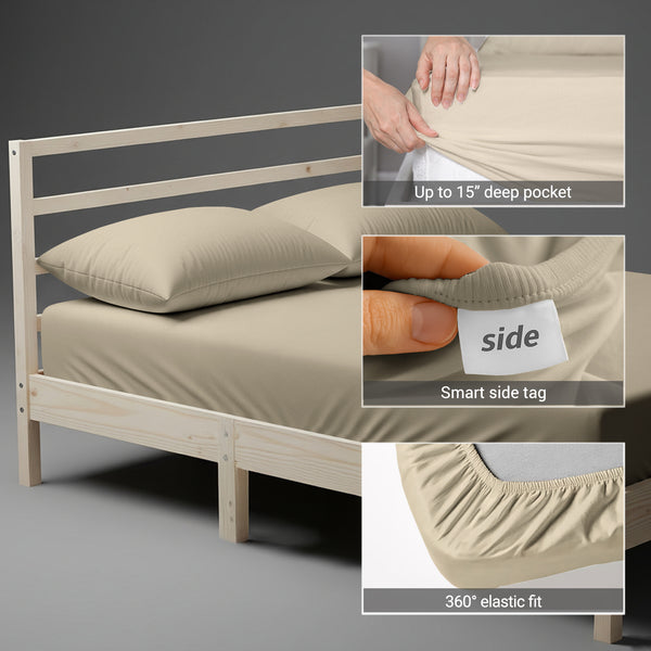 Premium 400 Thread Count 100% Cotton Fitted Sheet - USA QUEEN