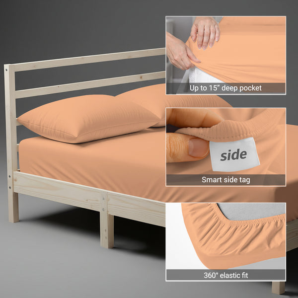 Premium 400 Thread Count 100% Cotton Fitted Sheet - USA QUEEN