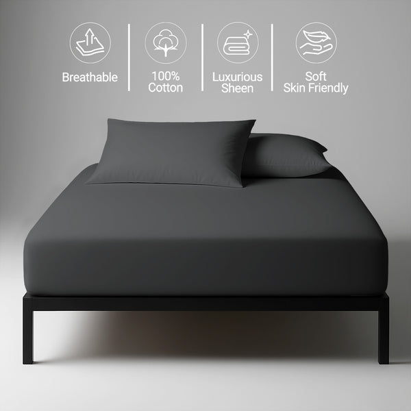 Deluxe 600 Thread Count 100% Cotton Fitted Sheet - USA QUEEN