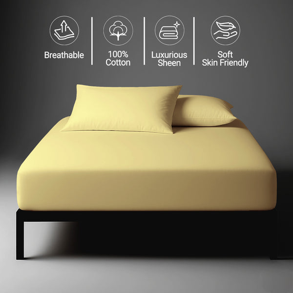 Deluxe 600 Thread Count 100% Cotton Fitted Sheet - USA QUEEN