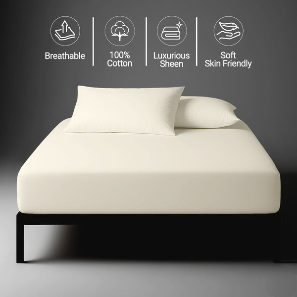 Deluxe 600 Thread Count 100% Cotton Fitted Sheet - USA QUEEN