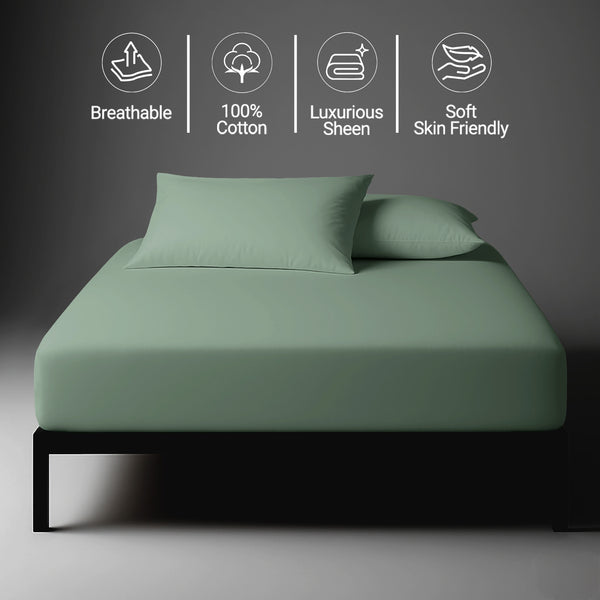 Deluxe 600 Thread Count 100% Cotton Fitted Sheet - USA QUEEN