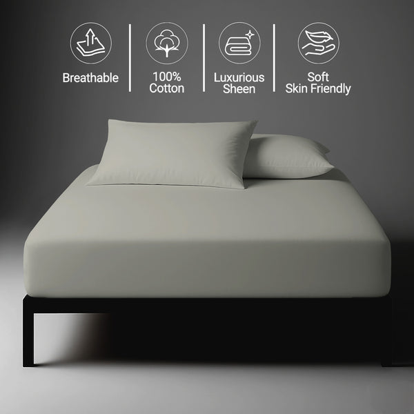 Deluxe 600 Thread Count 100% Cotton Fitted Sheet - USA QUEEN