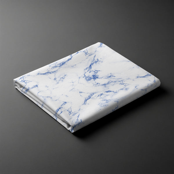 Pizuna Linens Carrara Marble Blue king size cotton flat sheet 400 thread count soft and breathable