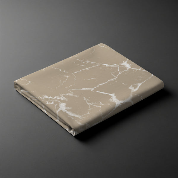 Pizuna Linens Marble Taupe single size cotton flat sheet 400 thread count soft and breathable