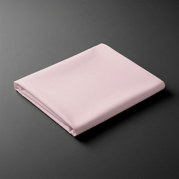 Folded Pizuna Linens light pink double size cotton flat sheet 600 thread count soft and dense structure