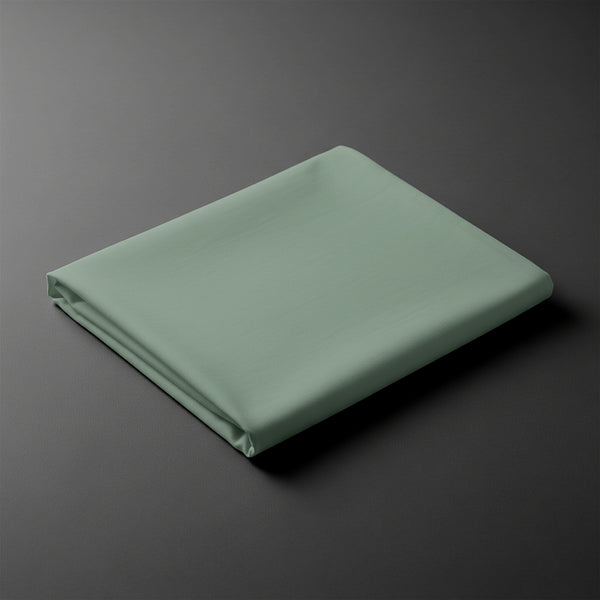 Folded Pizuna Linens sea foam double size cotton flat sheet 600 thread count soft and dense structure