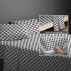 400 thread count Smart Checks Grey cotton flat sheet single size with 5cm piped hem oversized for easy tuck in