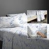 400 thread count carrara marble blue cotton flat sheet double size with 5cm piped hem oversized for easy tuck in