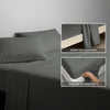 400 thread count dark grey cotton flat sheet single size with 5cm piped hem oversized for easy tuck in