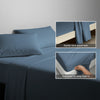 400 thread count Dusty Blue cotton flat sheet super king size with 5cm piped hem oversized for easy tuck in

