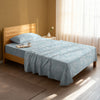 Serene bedroom with premium cotton flat sheet Simply Floral Blue single size 400 thread count