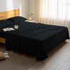 Serene bedroom with premium cotton flat sheet black double size 400 thread count